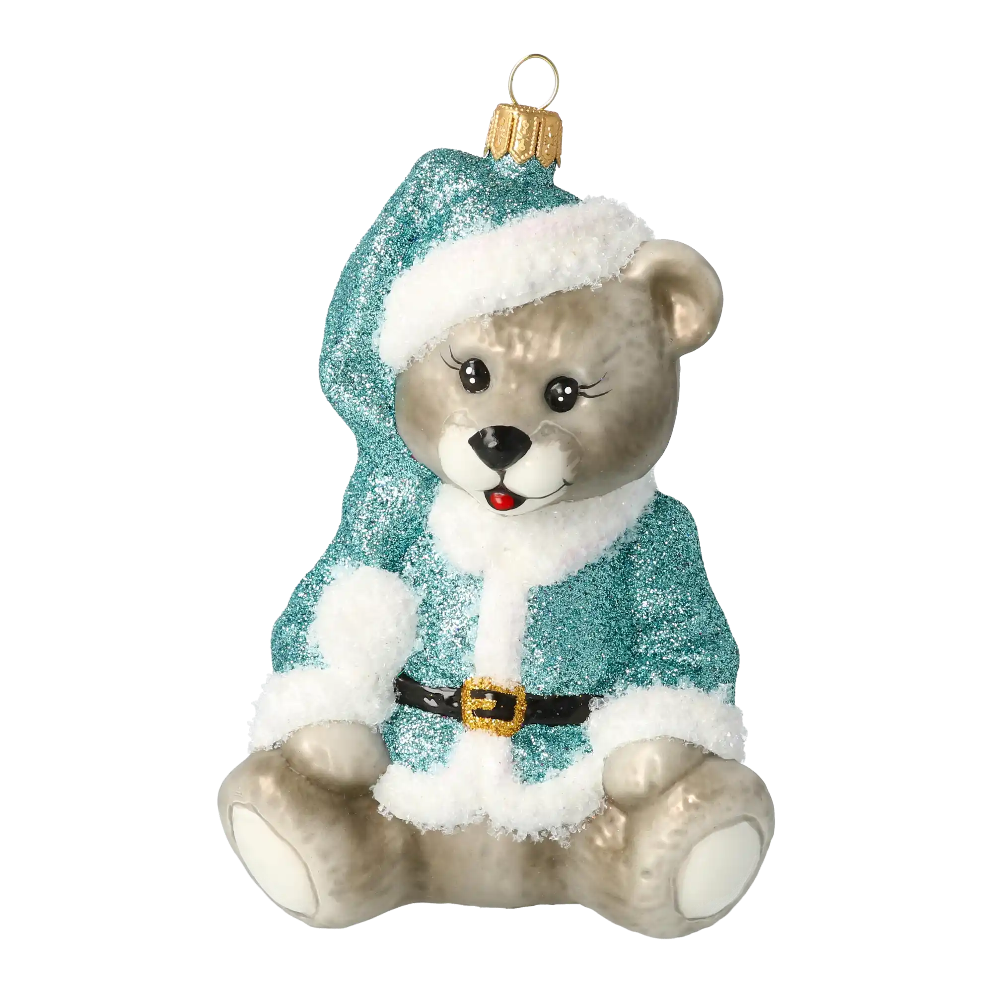Minty Bear. Handmade Glass Christmas ornament.