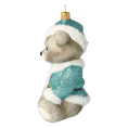 Load image into Gallery viewer, Minty Bear. Handmade Glass Christmas ornament.
