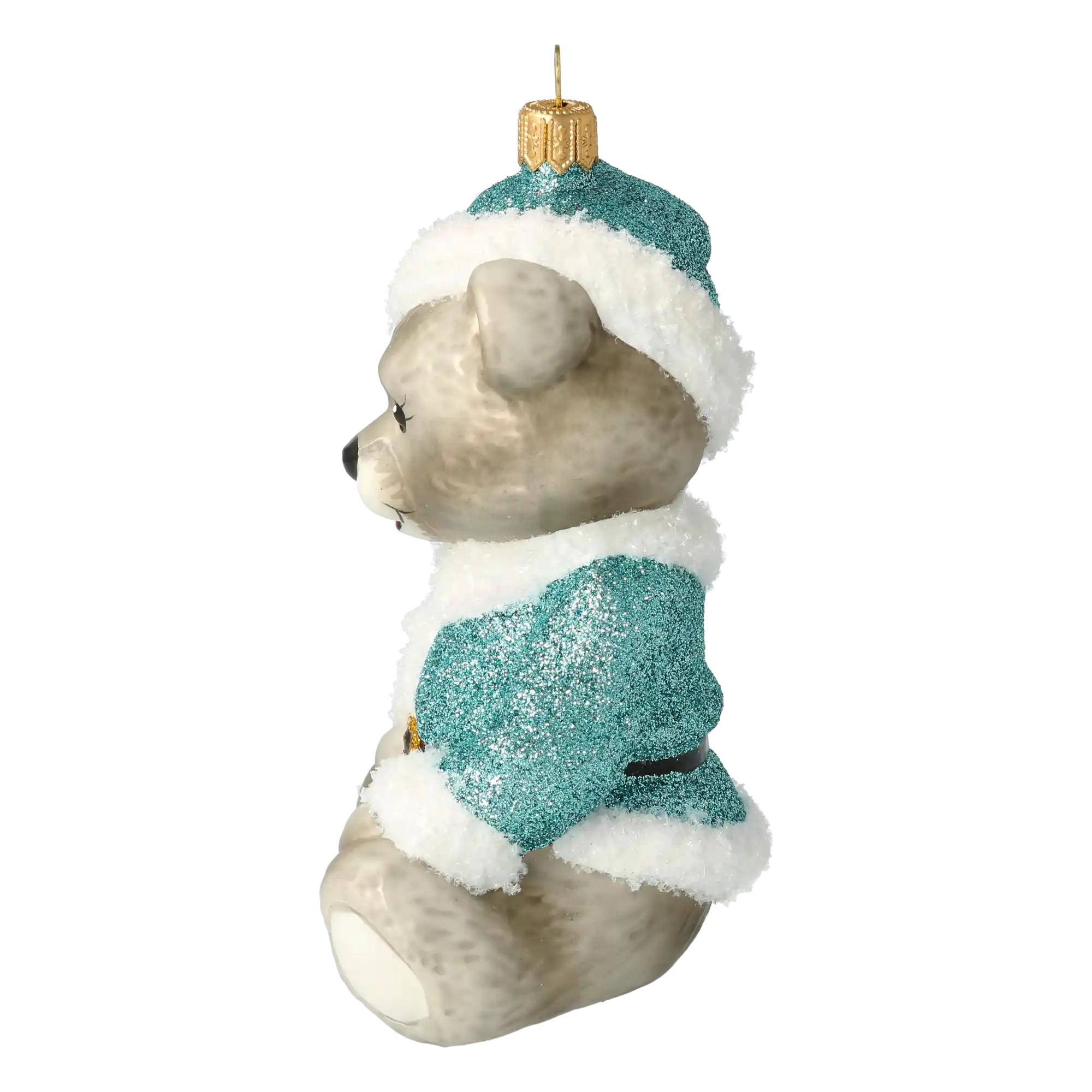 Minty Bear. Handmade Glass Christmas ornament.