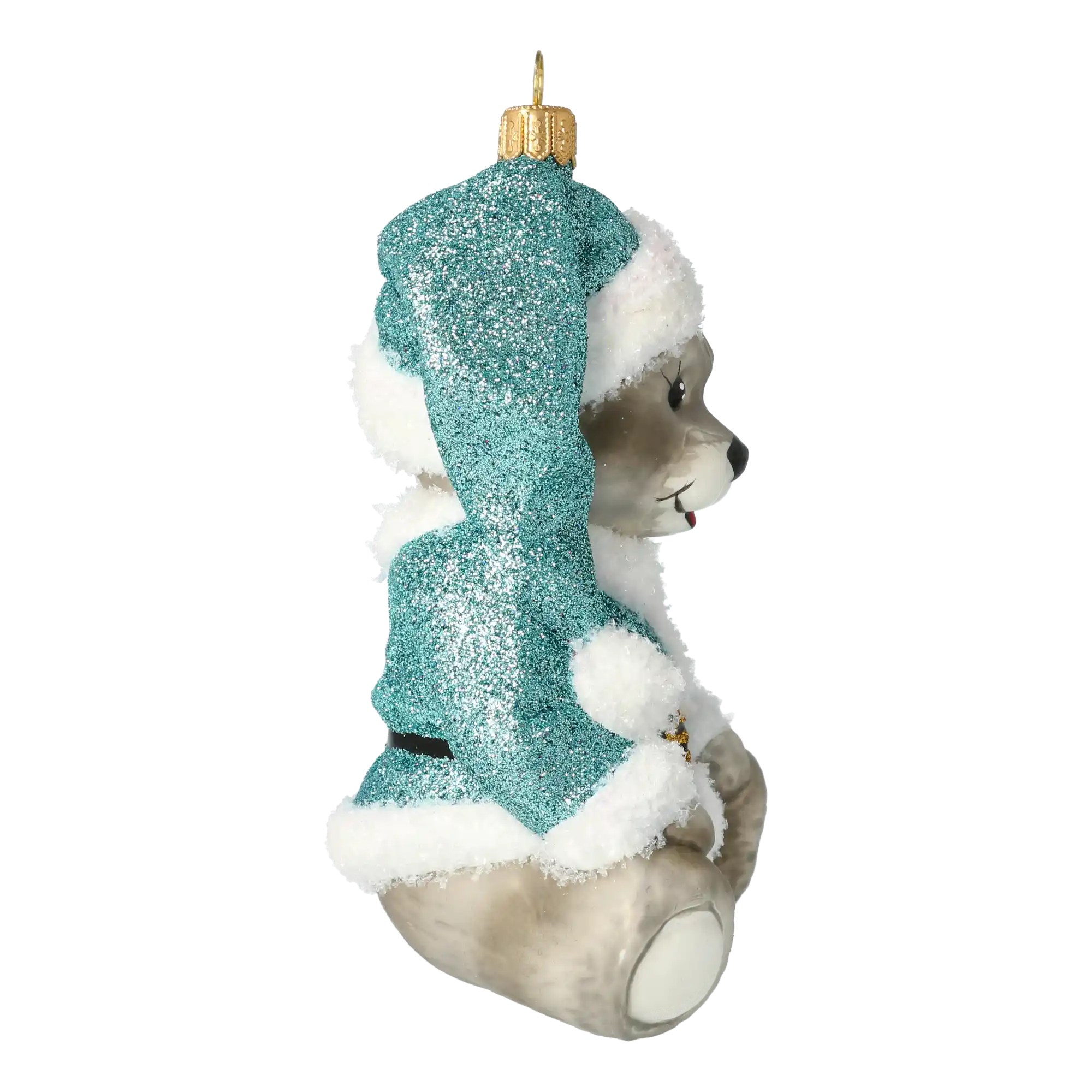 Minty Bear. Handmade Glass Christmas ornament.