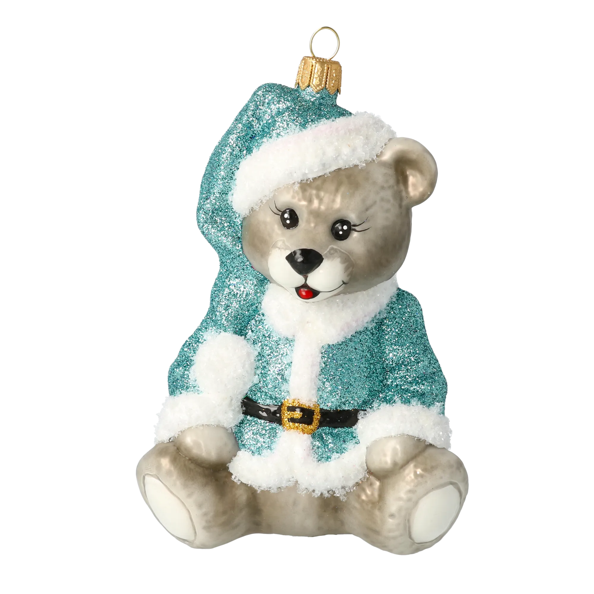Minty Bear. Handmade Glass Christmas ornament. 2020-187