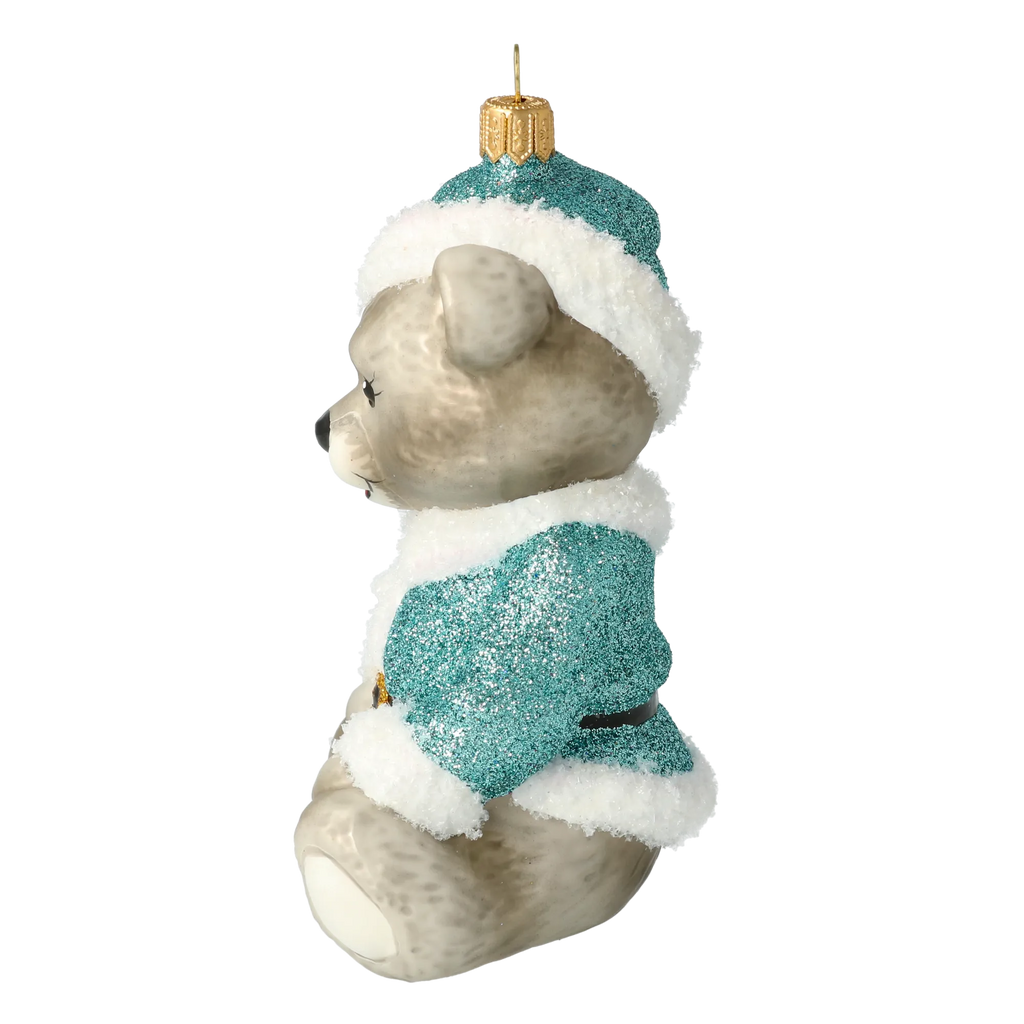 Serene Turquoise Cub | Hand-Painted Glass Ornament | Blubom 2020-187