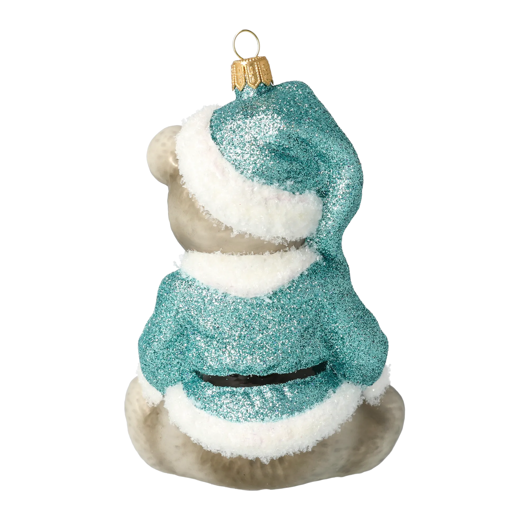 Minty Bear. Handmade Glass Christmas ornament. 2020-187