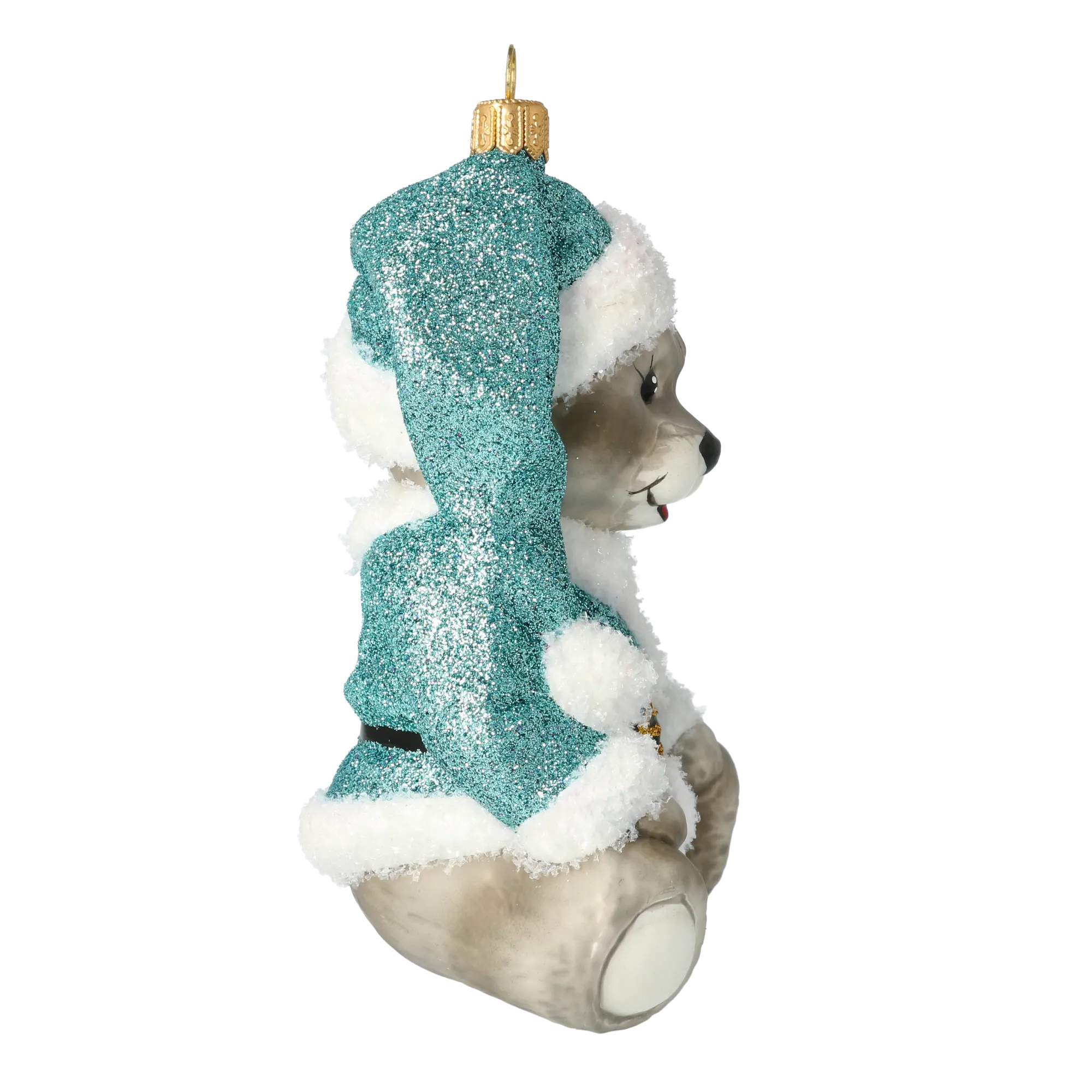 Minty Bear. Handmade Glass Christmas ornament. 2020-187