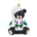 Load image into Gallery viewer, Folk Teddy Bear Handmade Glass Christmas ornament. ( 2020-192
