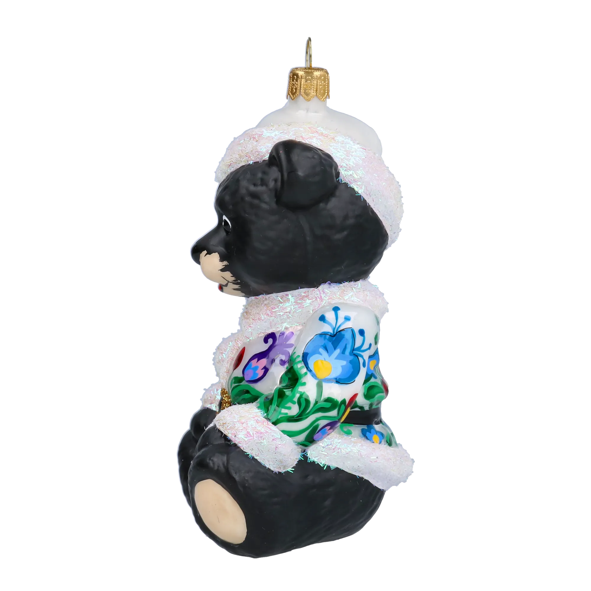 Folk Teddy Bear Handmade Glass Christmas ornament. ( 2020-192