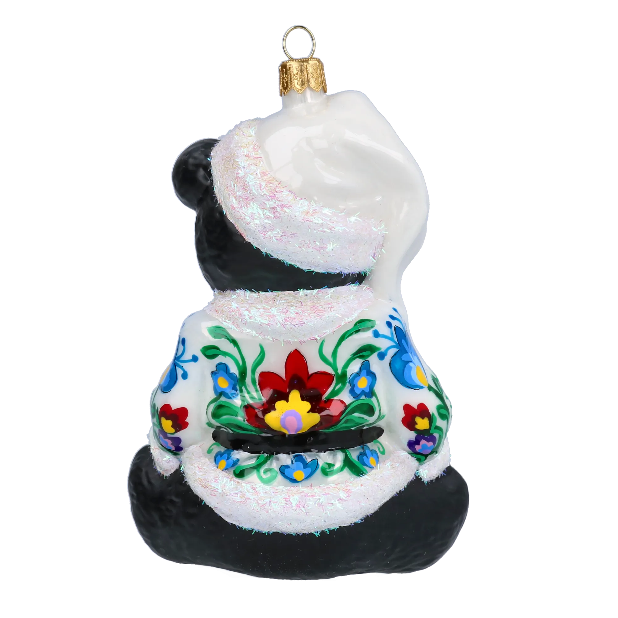 Folk Teddy Bear Handmade Glass Christmas ornament. ( 2020-192