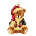 Load image into Gallery viewer, Gilded Ebony Santa Teddy Premium christmas glass ornament 2020-196

