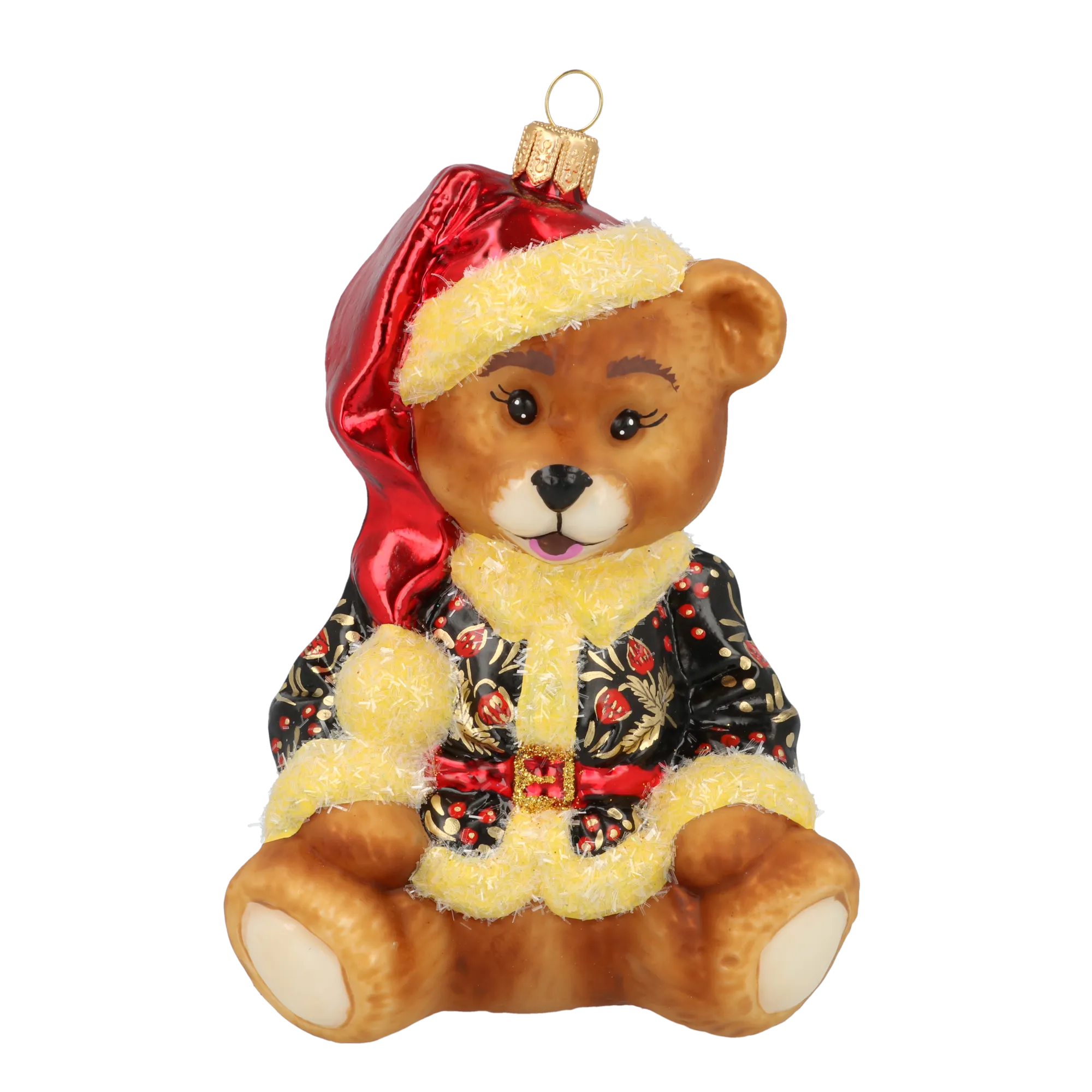 Gilded Ebony Santa Teddy Premium christmas glass ornament 2020-196