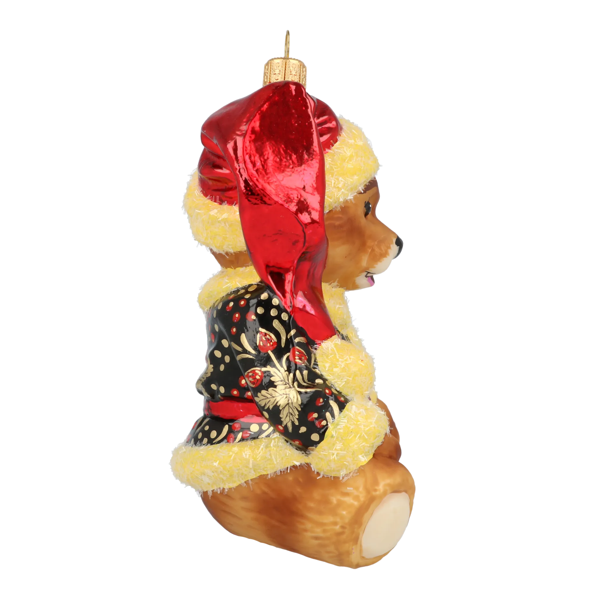 Gilded Ebony Santa Teddy Premium christmas glass ornament 2020-196