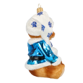 Load image into Gallery viewer, Teddy bear with snowflakes. Handmade Glass Christmas ornament. 2020-198
