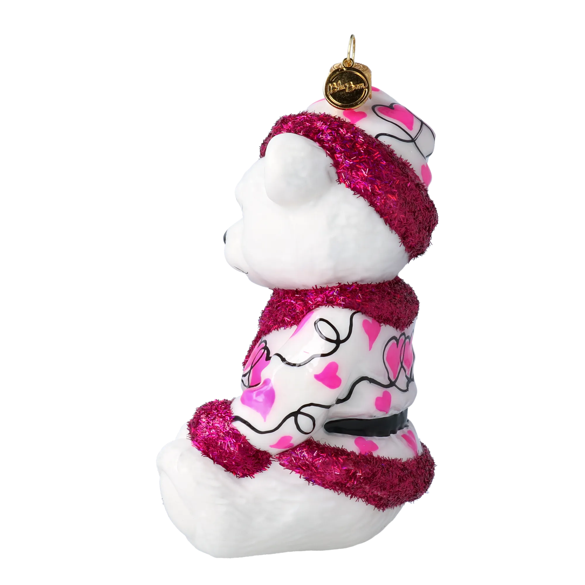 Sweetheart Bear Handmade Glass Christmas ornament. 2020-199