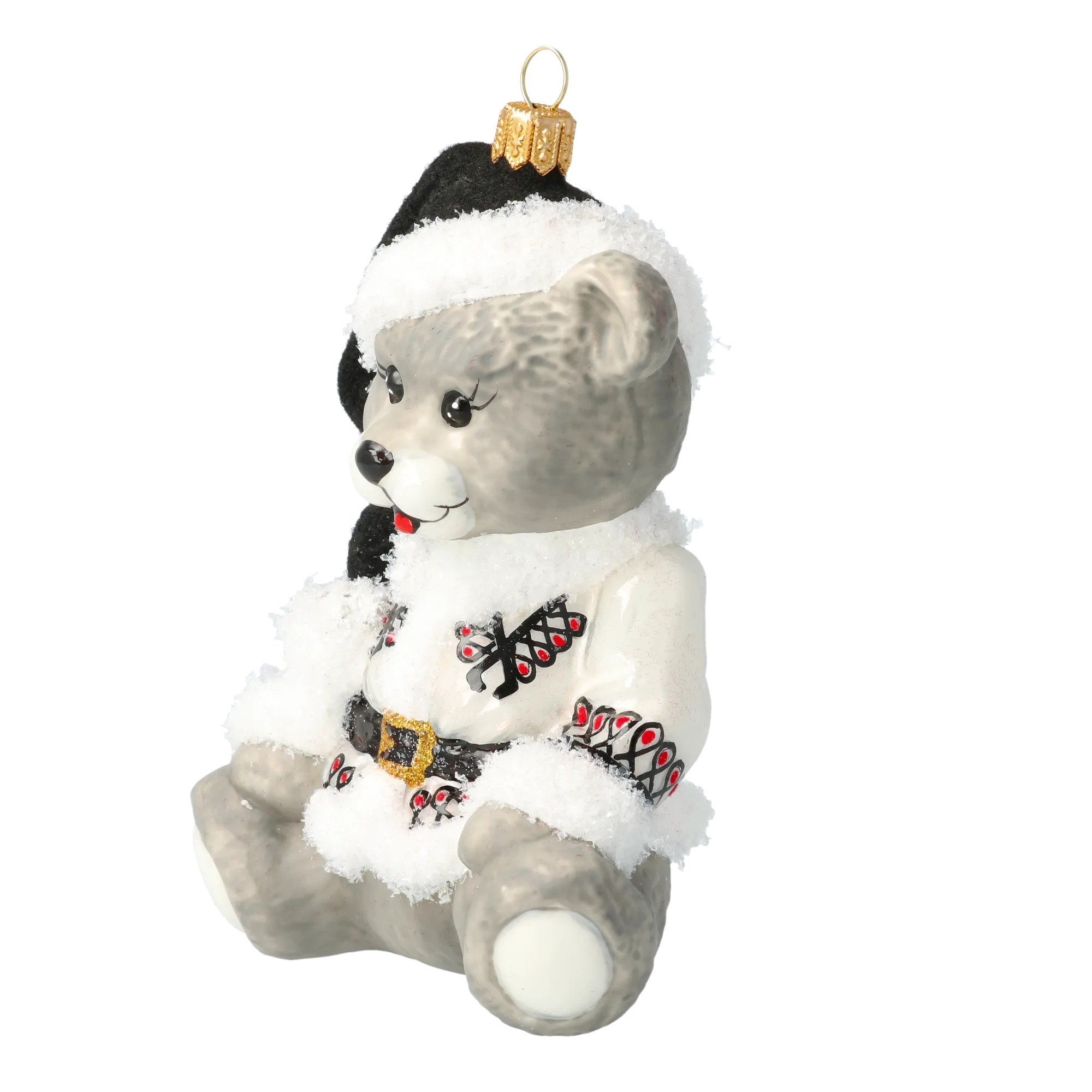 Zakopane Teddy Bear. Handmade Glass Christmas ornament. 2020-200