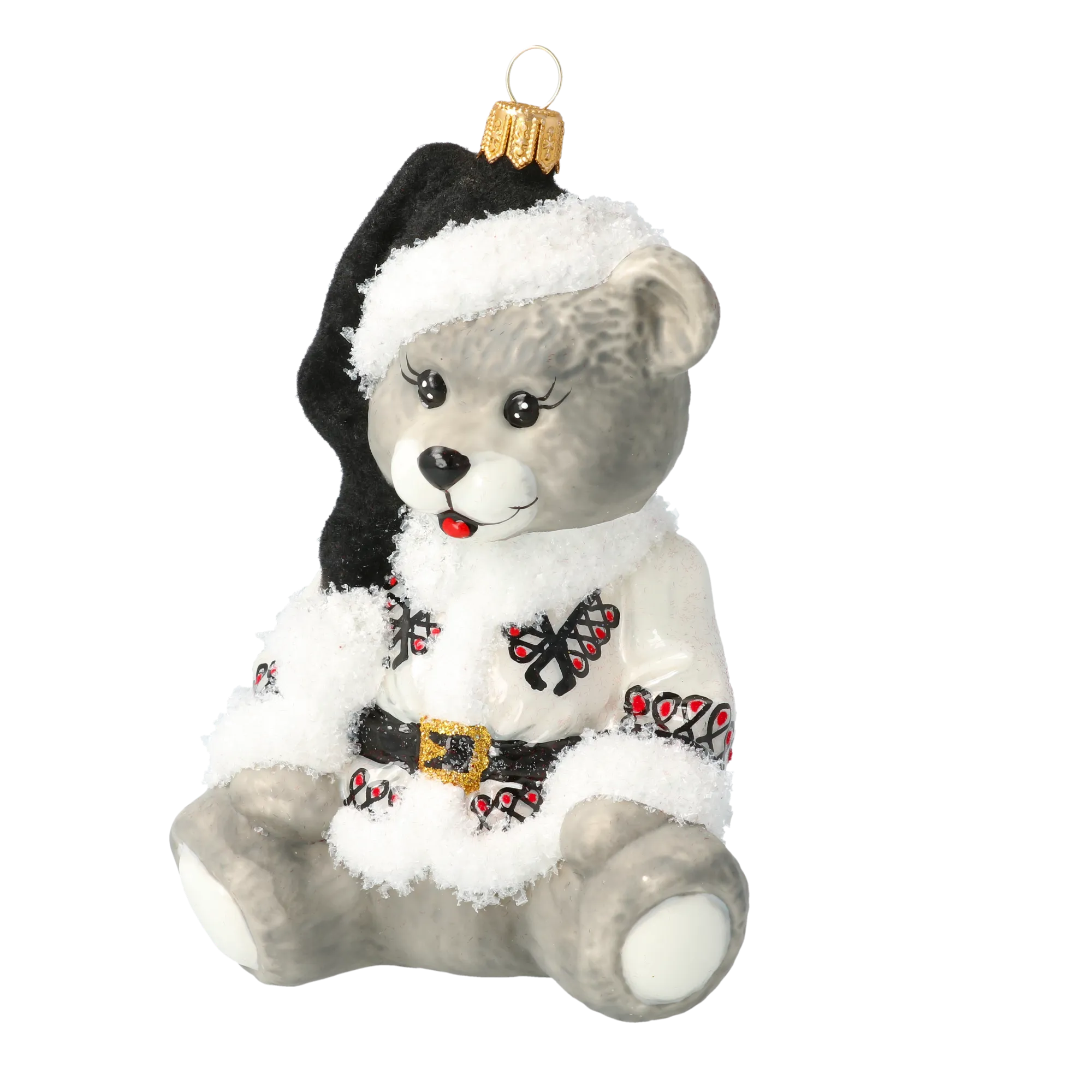 Zakopane Teddy Bear. Handmade Glass Christmas ornament. 2020-200