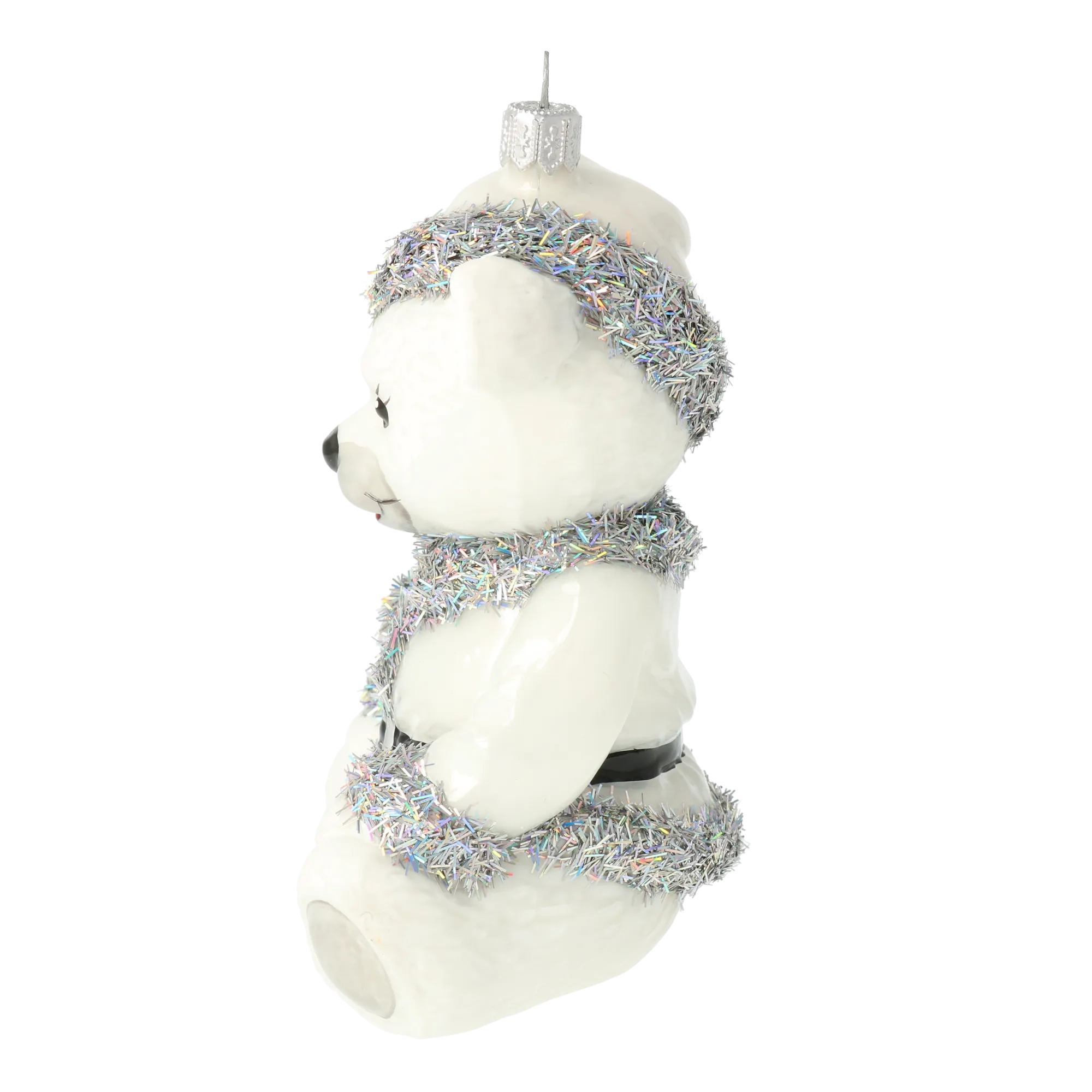 Glistening White Santa Teddy Premium christmas glass ornament 2020-201