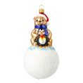 Załaduj obraz do przeglądarki galerii, Miś i Pingwin Na Kuli Szklana Ozdoba Zimowi Przyjaciele
