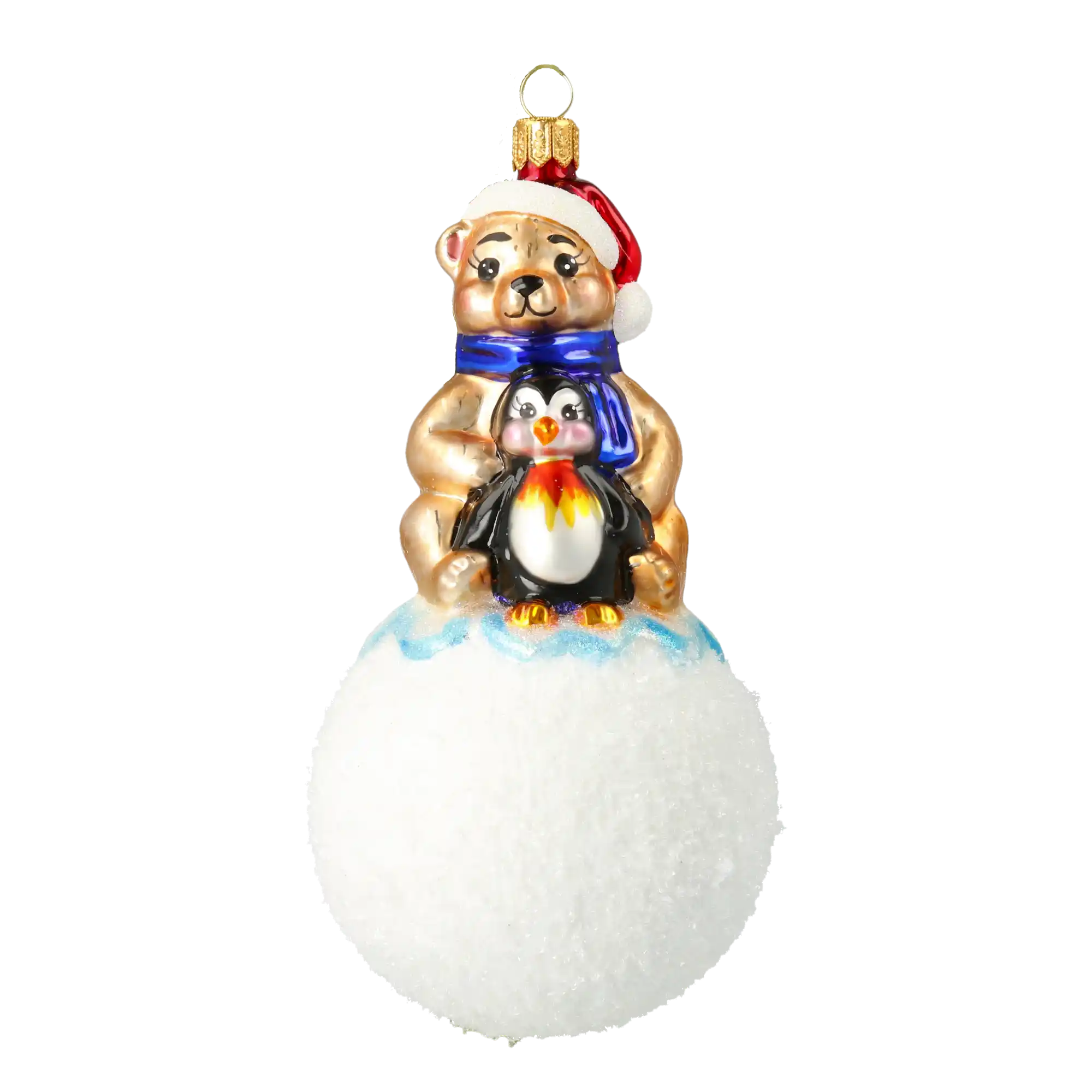 Miś i Pingwin Na Kuli Szklana Ozdoba Zimowi Przyjaciele