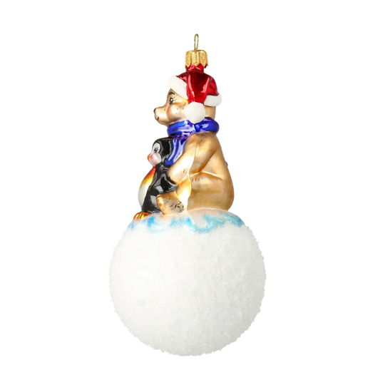 Miś i Pingwin Na Kuli Szklana Ozdoba Zimowi Przyjaciele