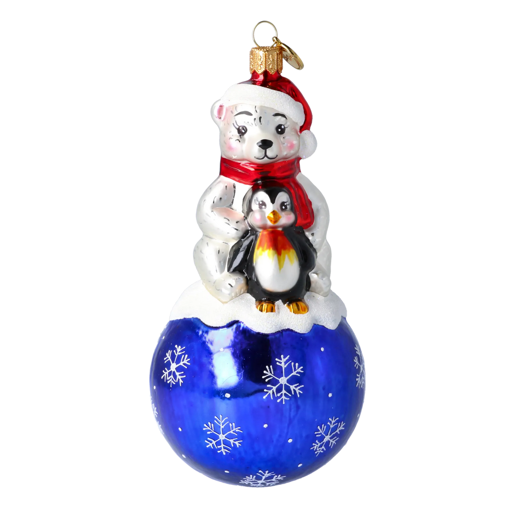 Tender Arctic Kinship | Hand-Painted Glass Ornament | Blubom 2020-218