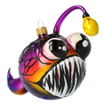 Załaduj obraz do przeglądarki galerii, Fish with a light bulb. Handmade Glass Christmas ornament. 2020-224
