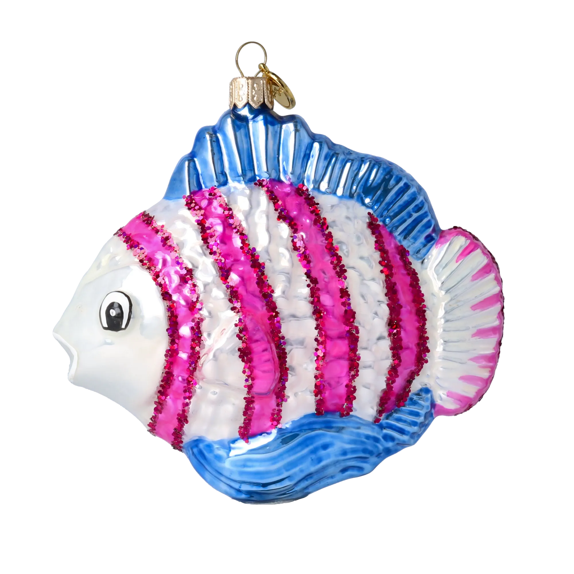 Magenta Striped Pearl Fish Premium christmas glass ornament 2020-227