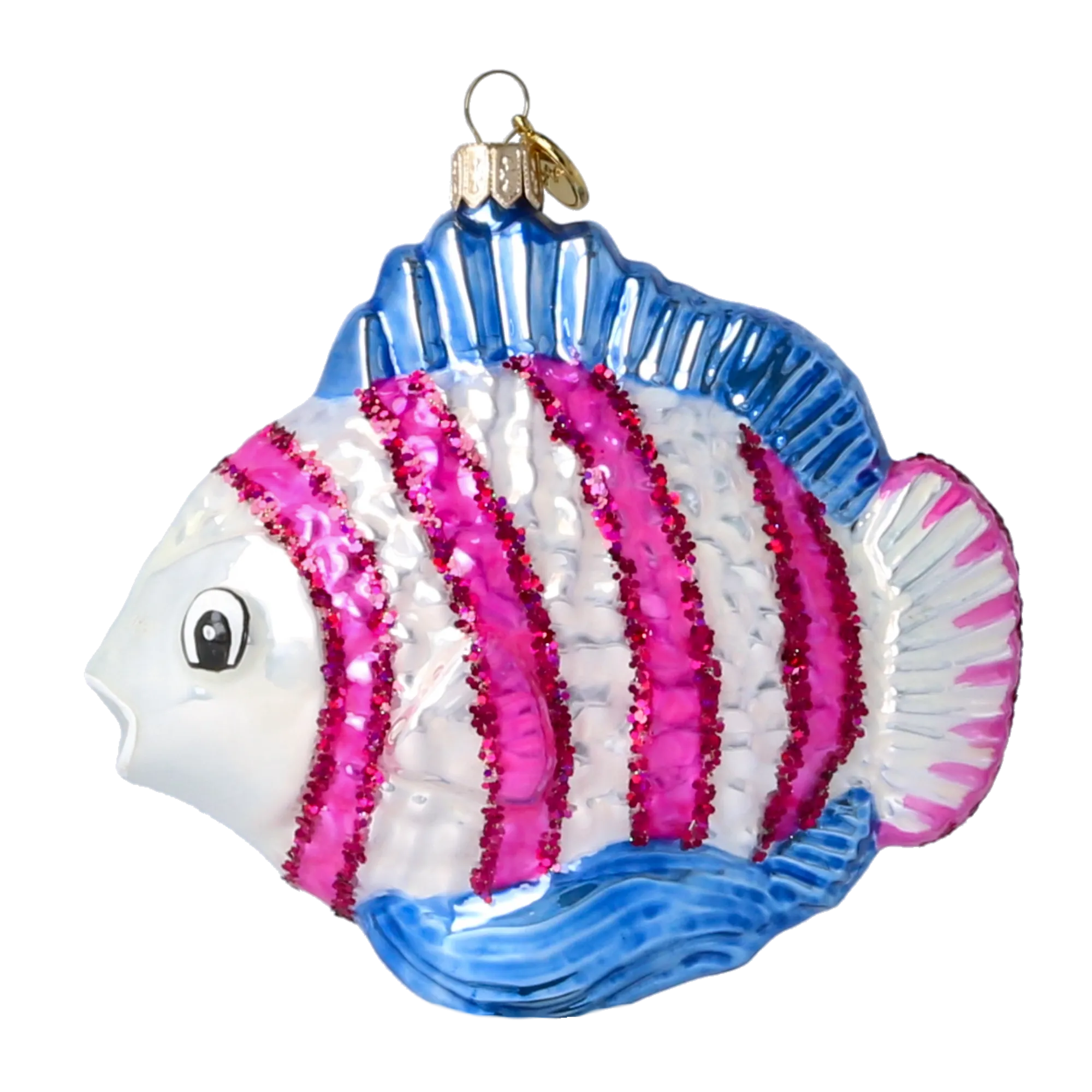 Magenta Striped Pearl Fish Premium christmas glass ornament 2020-227
