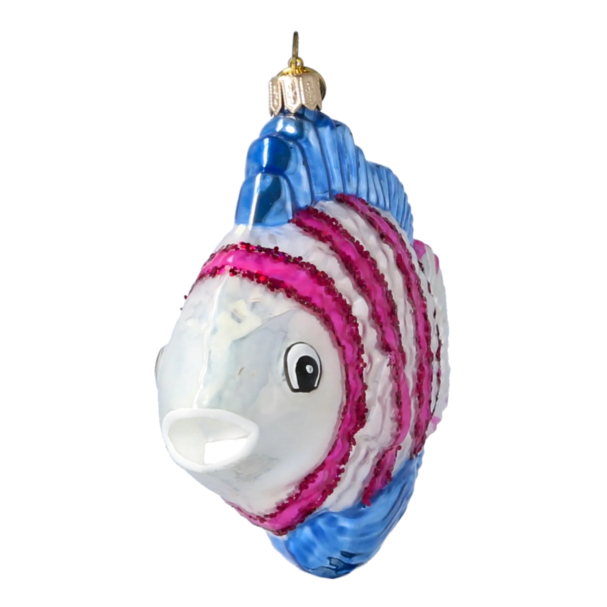 Magenta Striped Pearl Fish Premium christmas glass ornament 2020-227