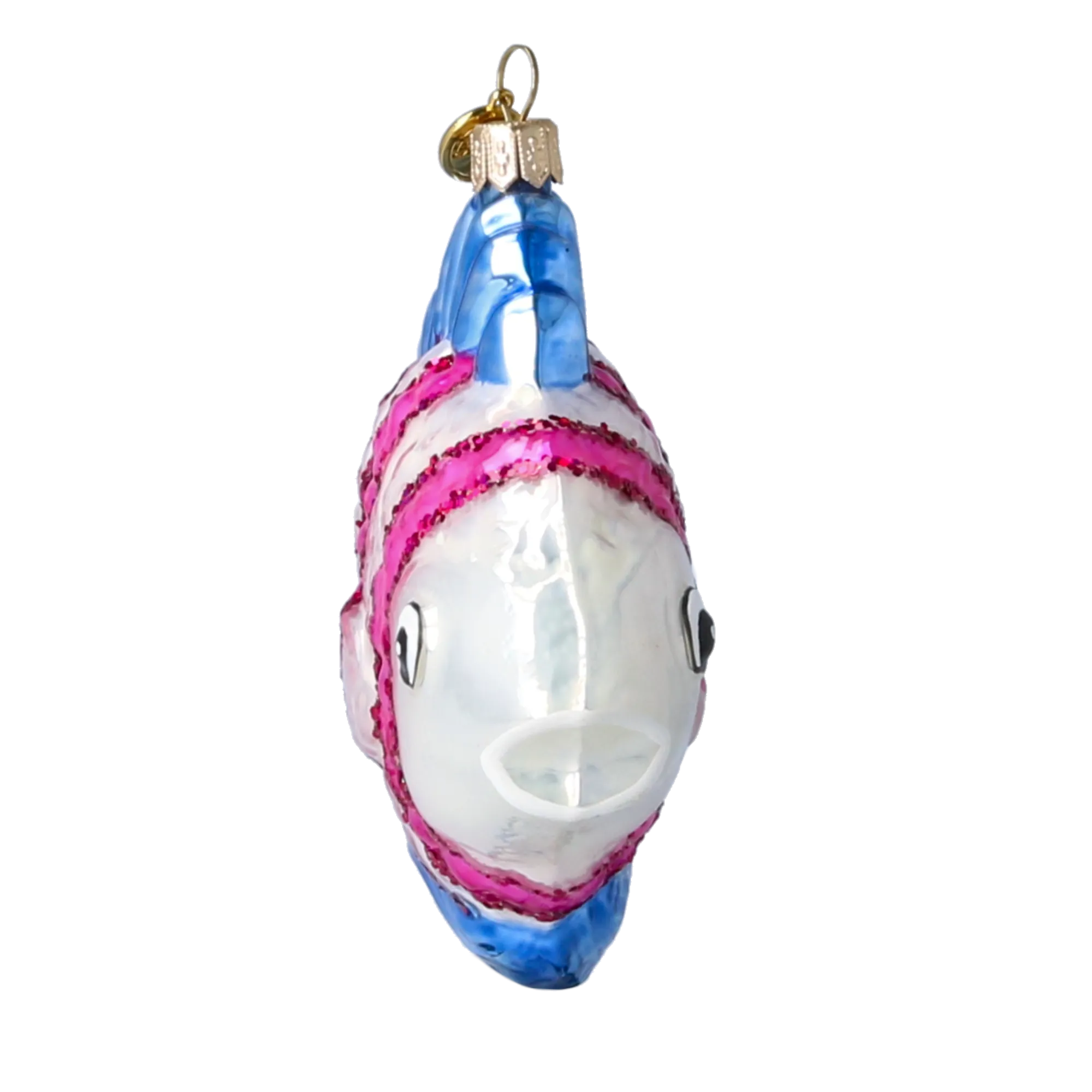 Magenta Striped Pearl Fish Premium christmas glass ornament 2020-227