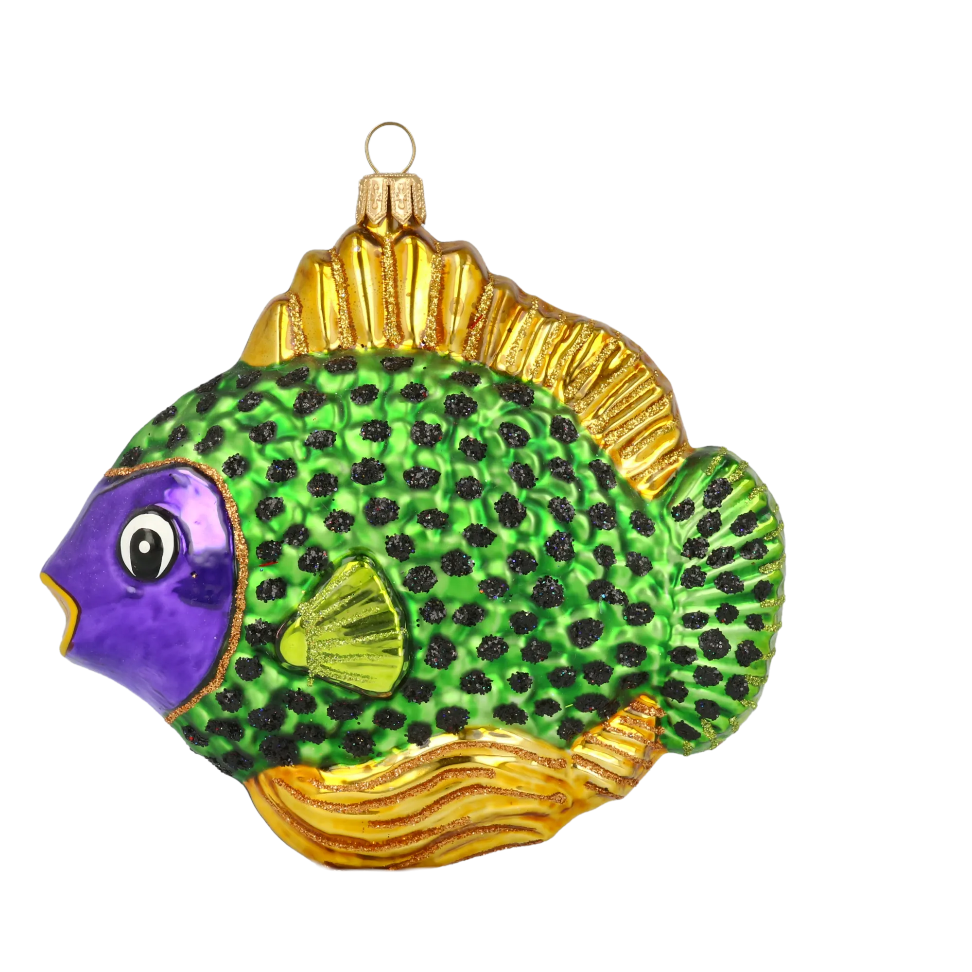 Gilded Emerald Spotted Fish Premium christmas glass ornament 2020-228