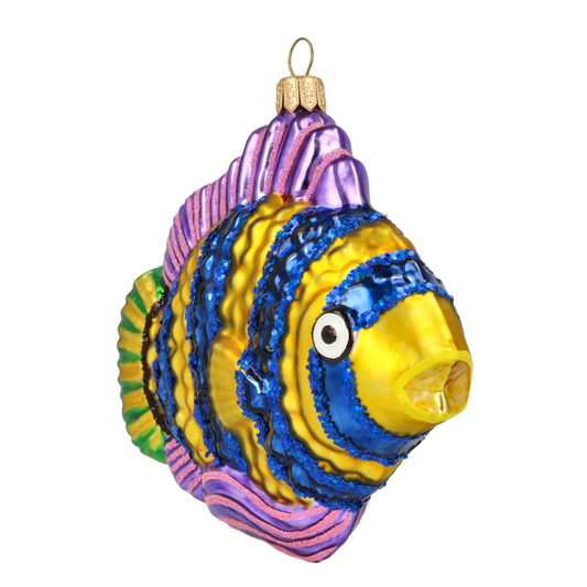 Golden Azure Striped Fish Premium christmas glass ornament 2020-229