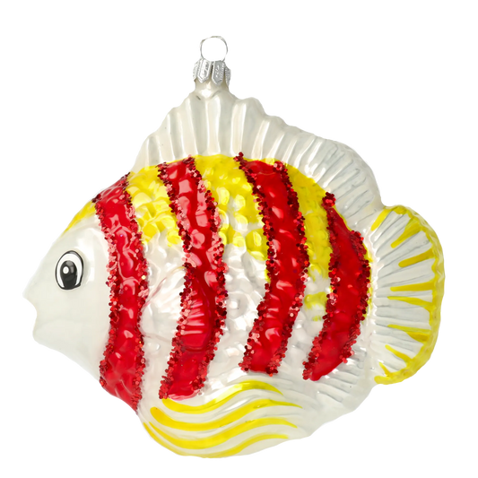 Ruby Striped Angel Fish Premium christmas glass ornament 2020-231
