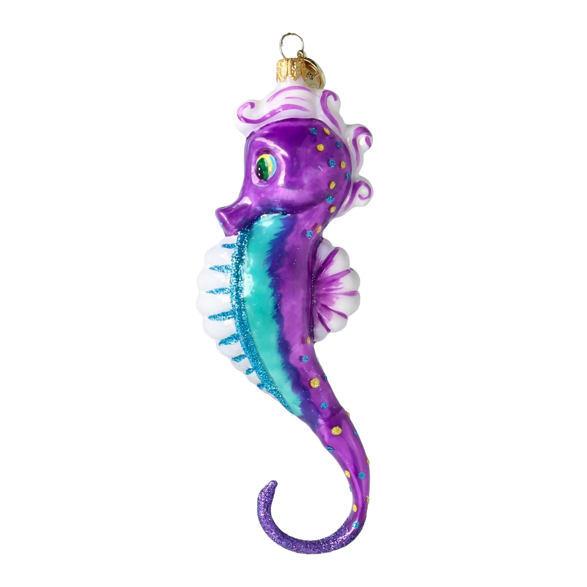 Neptunus seahorse. Handmade Glass Christmas ornament. 2020-239