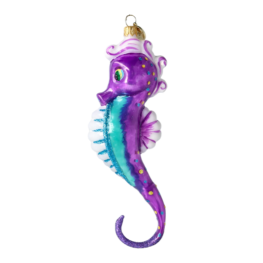 Neptunus seahorse. Handmade Glass Christmas ornament. 2020-239