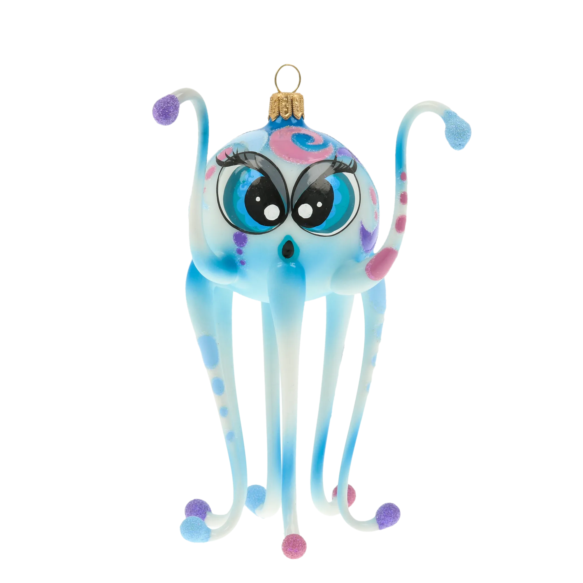 Octopus from the Fairy Ocean. Handmade Glass Christmas ornament. 2020-243