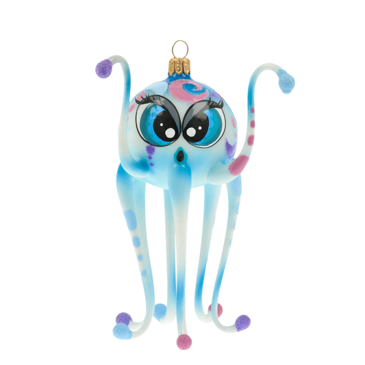 Octopus from the Fairy Ocean. Handmade Glass Christmas ornament. 2020-243