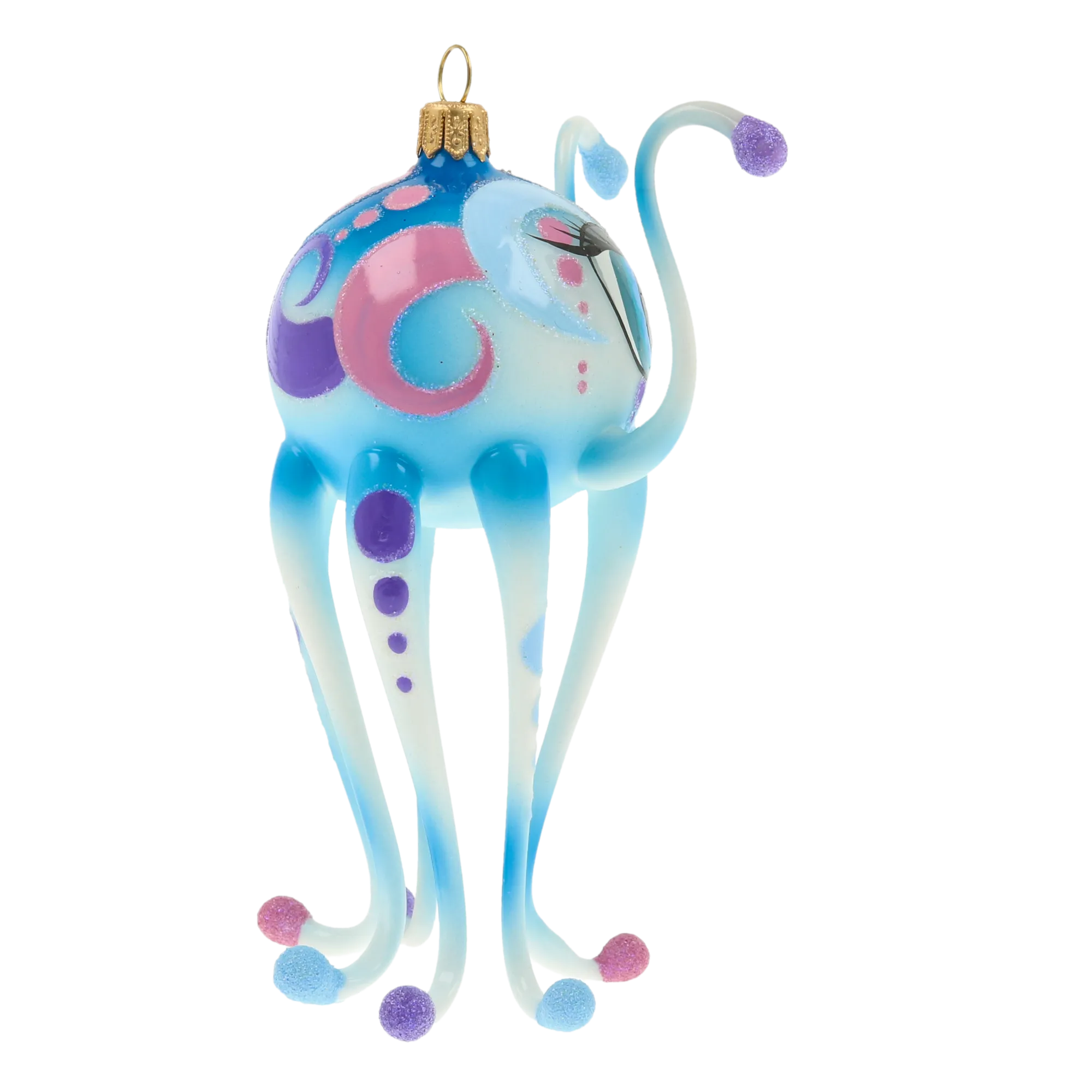 Octopus from the Fairy Ocean. Handmade Glass Christmas ornament. 2020-243