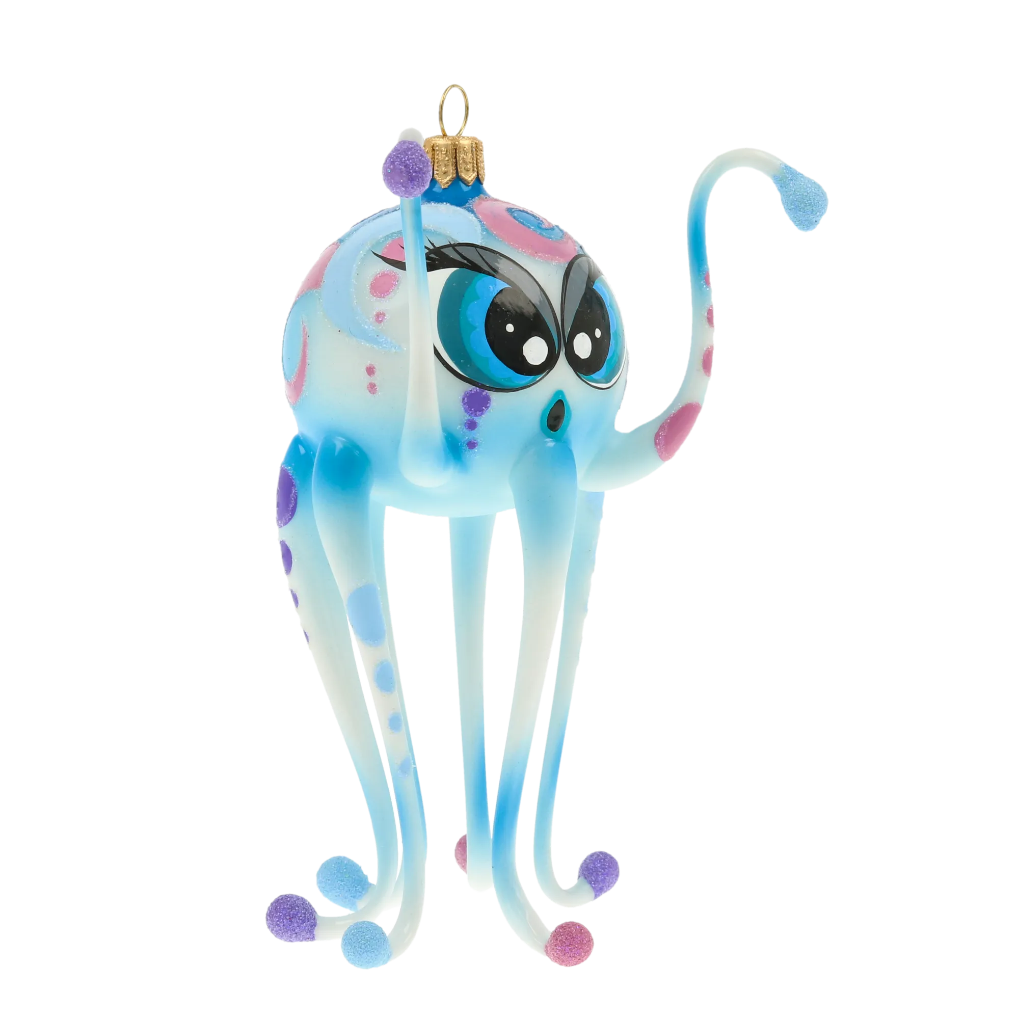 Octopus from the Fairy Ocean. Handmade Glass Christmas ornament. 2020-243