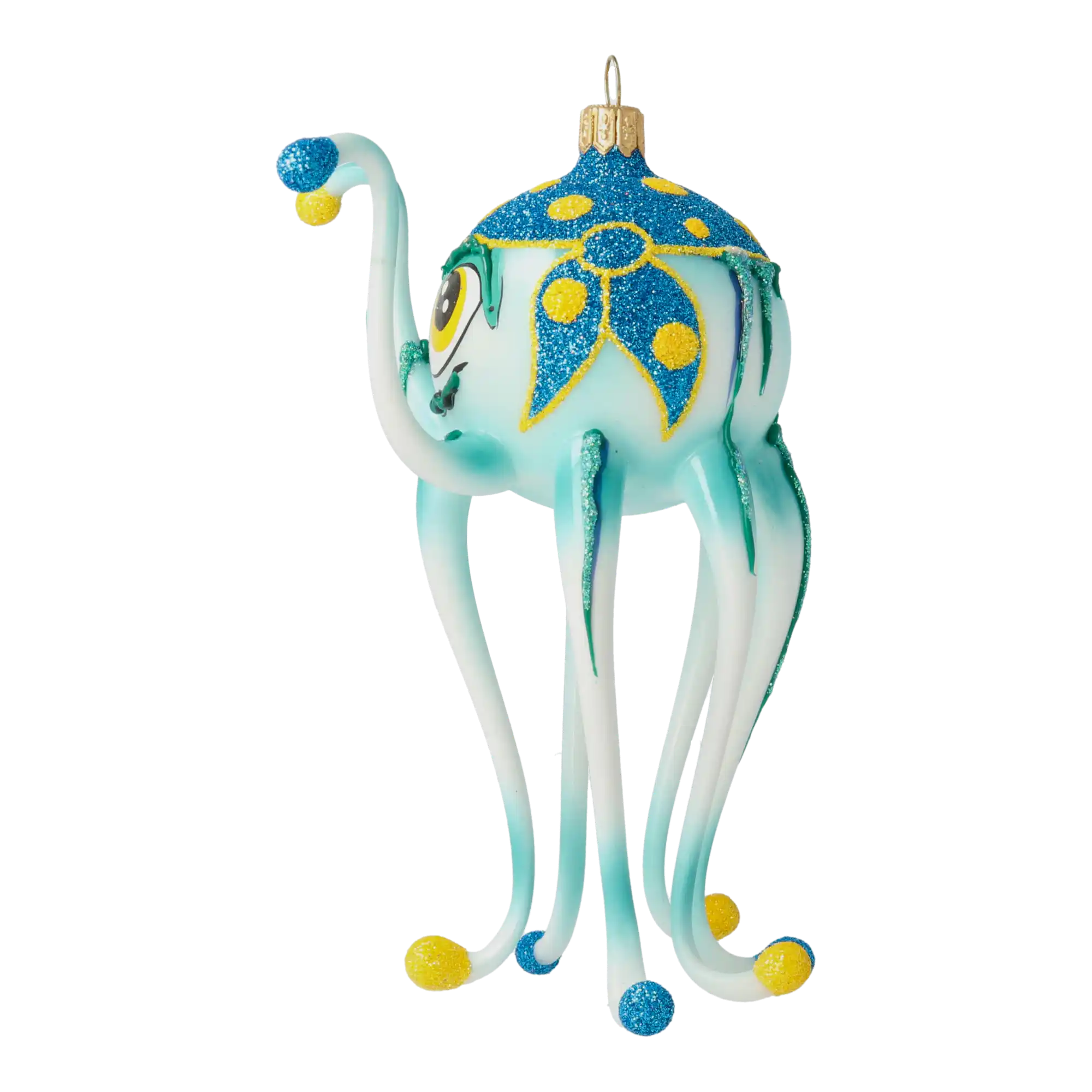 Ośmiornica pirat. Ręcznie wykonana szklana ozdoba świąteczna.