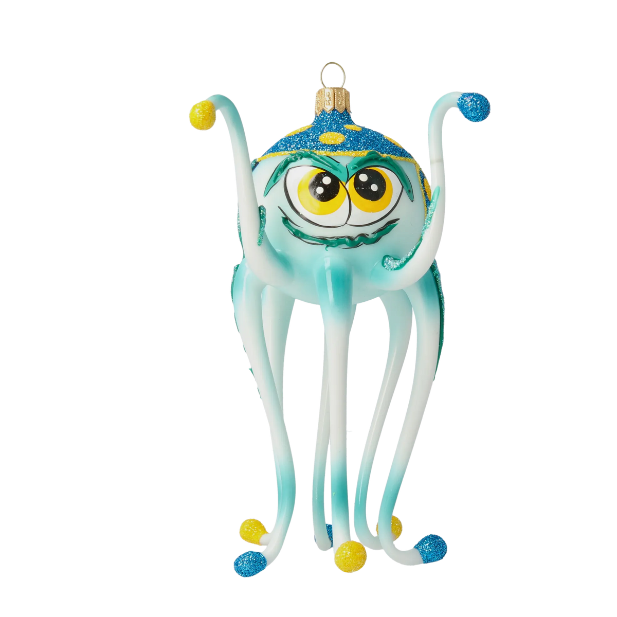 Bold Cerulean Trickster | Hand-Painted Glass Ornament | Blubom 2020-245