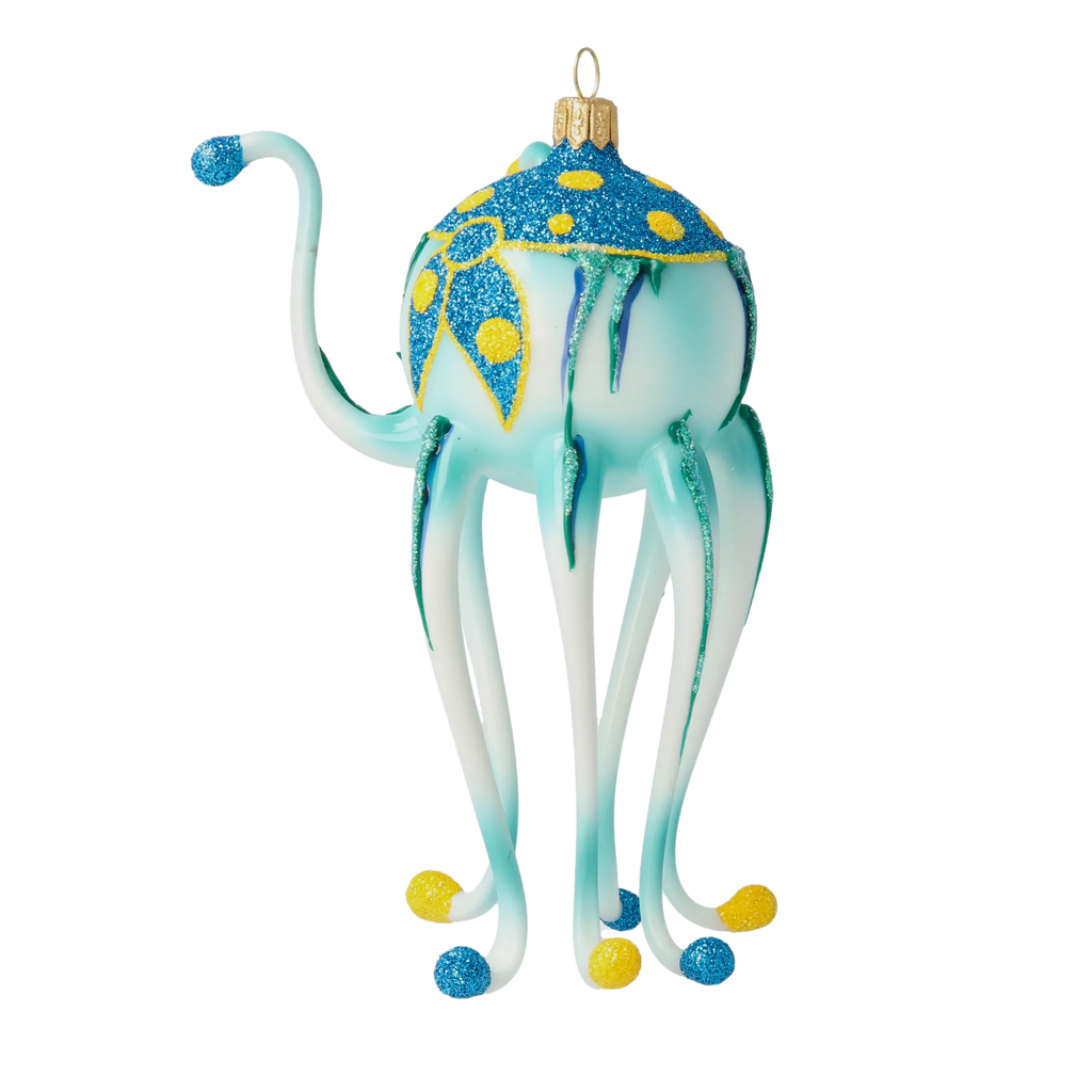 Bold Cerulean Trickster | Hand-Painted Glass Ornament | Blubom 2020-245