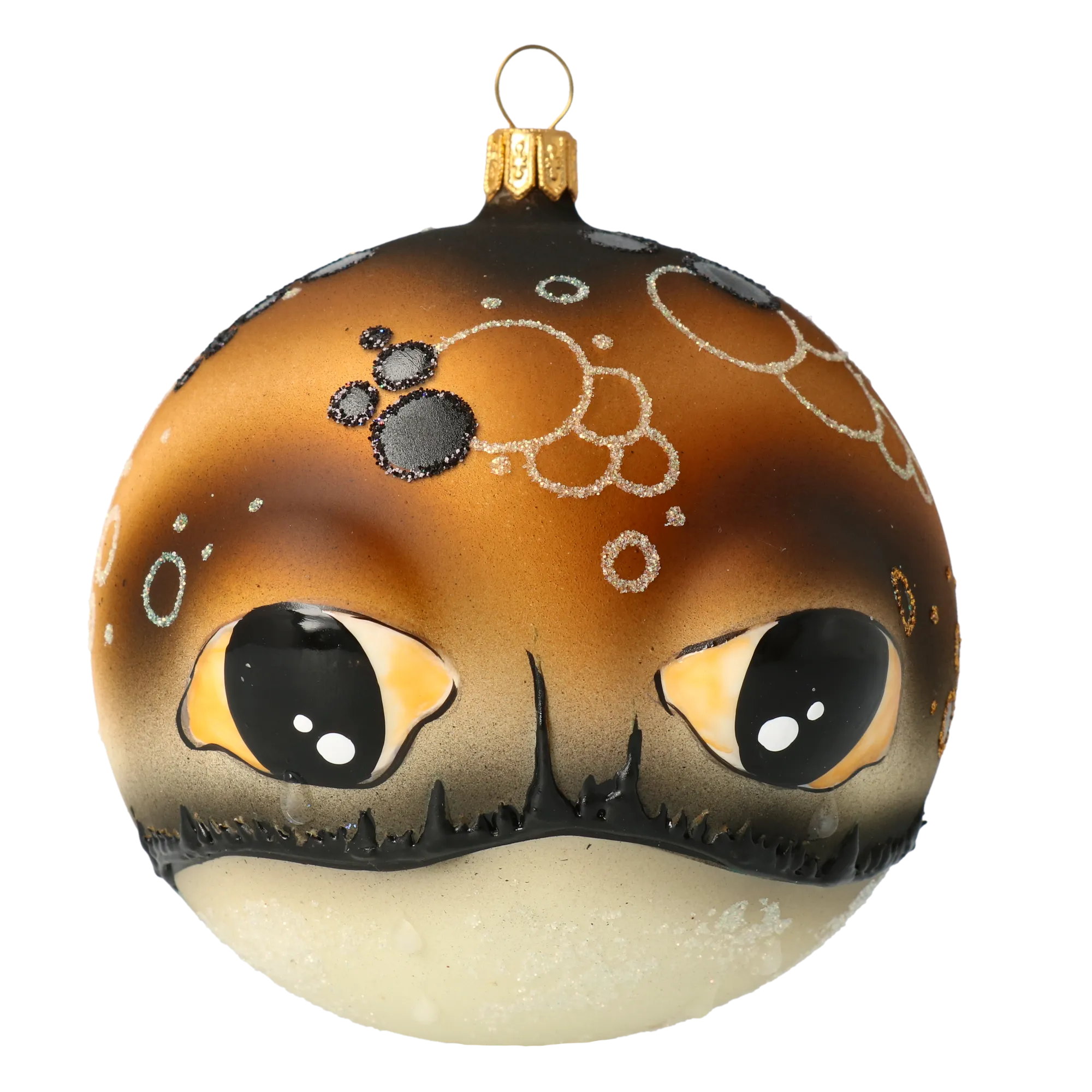 Fish Ball. Handmade Glass Christmas ornament. 2020-246