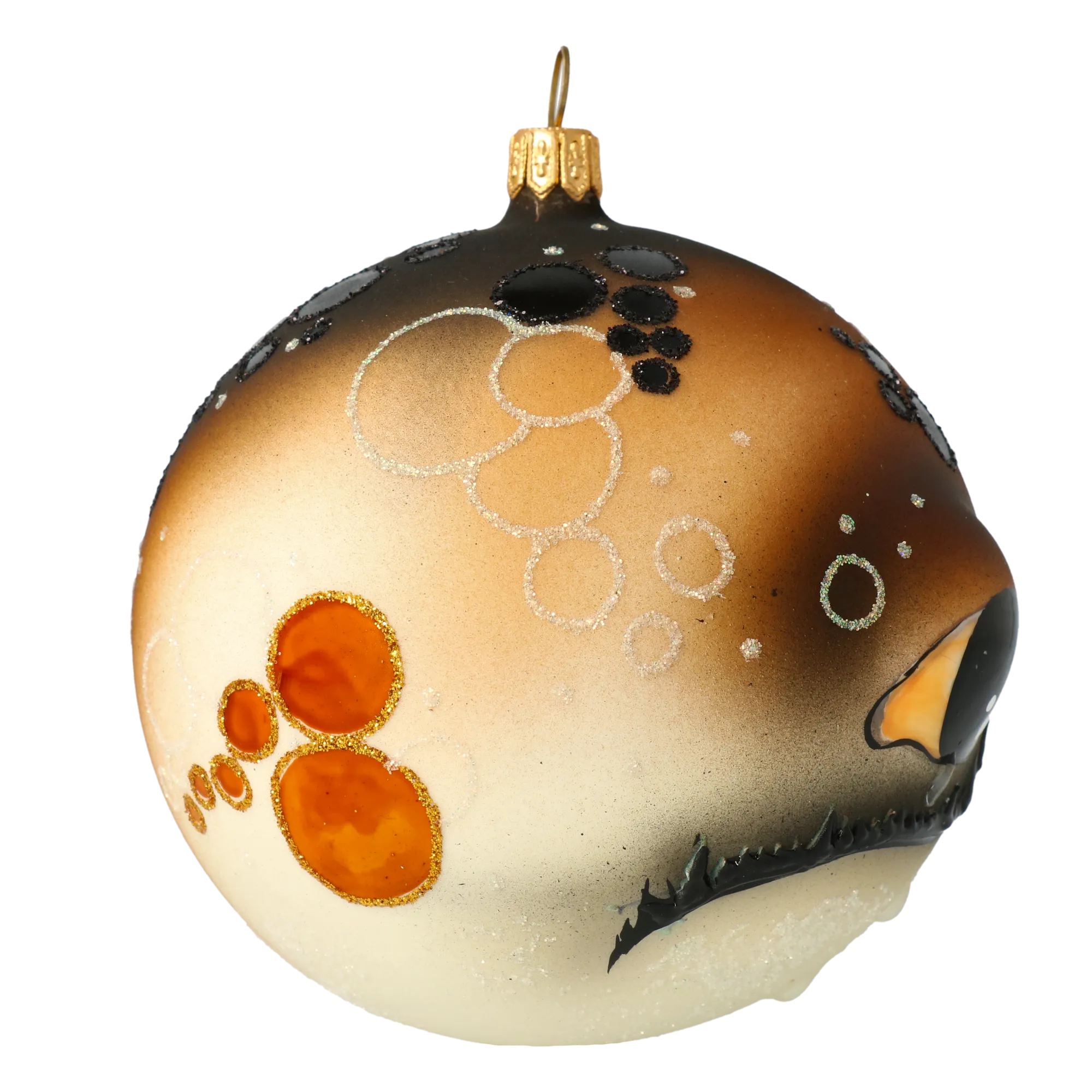 Fish Ball. Handmade Glass Christmas ornament. 2020-246