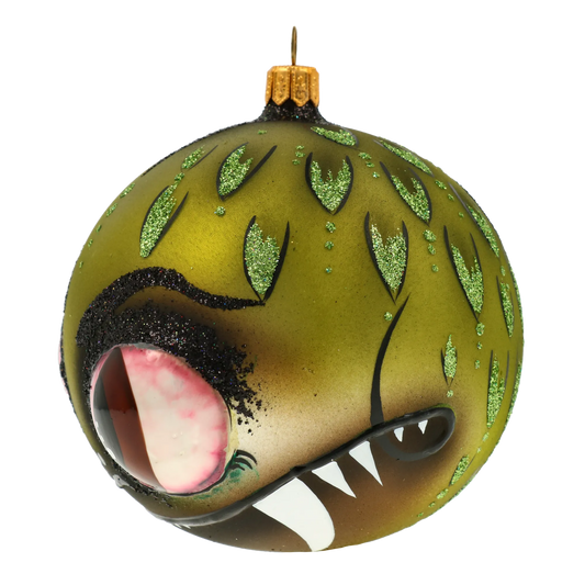 Green Dragon. Handmade Glass Christmas ornament. 2020-254