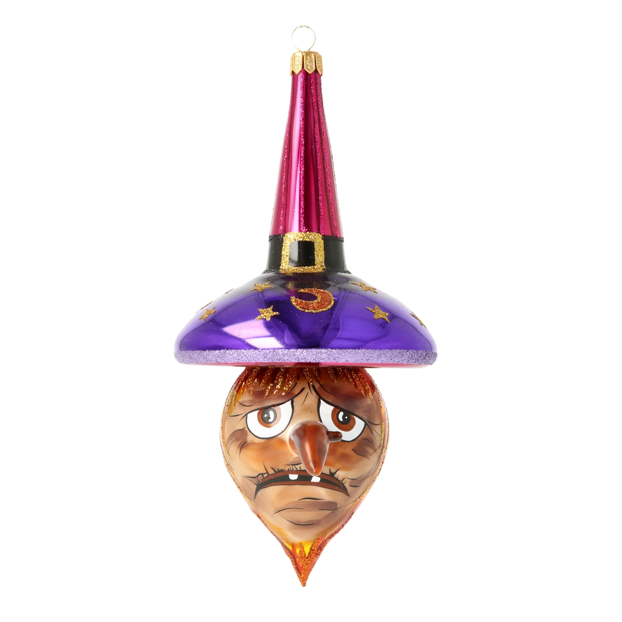 Witch with a Flaming Beard - Flaming Spell. Handmade Glass Christmas ornament. 2020-264