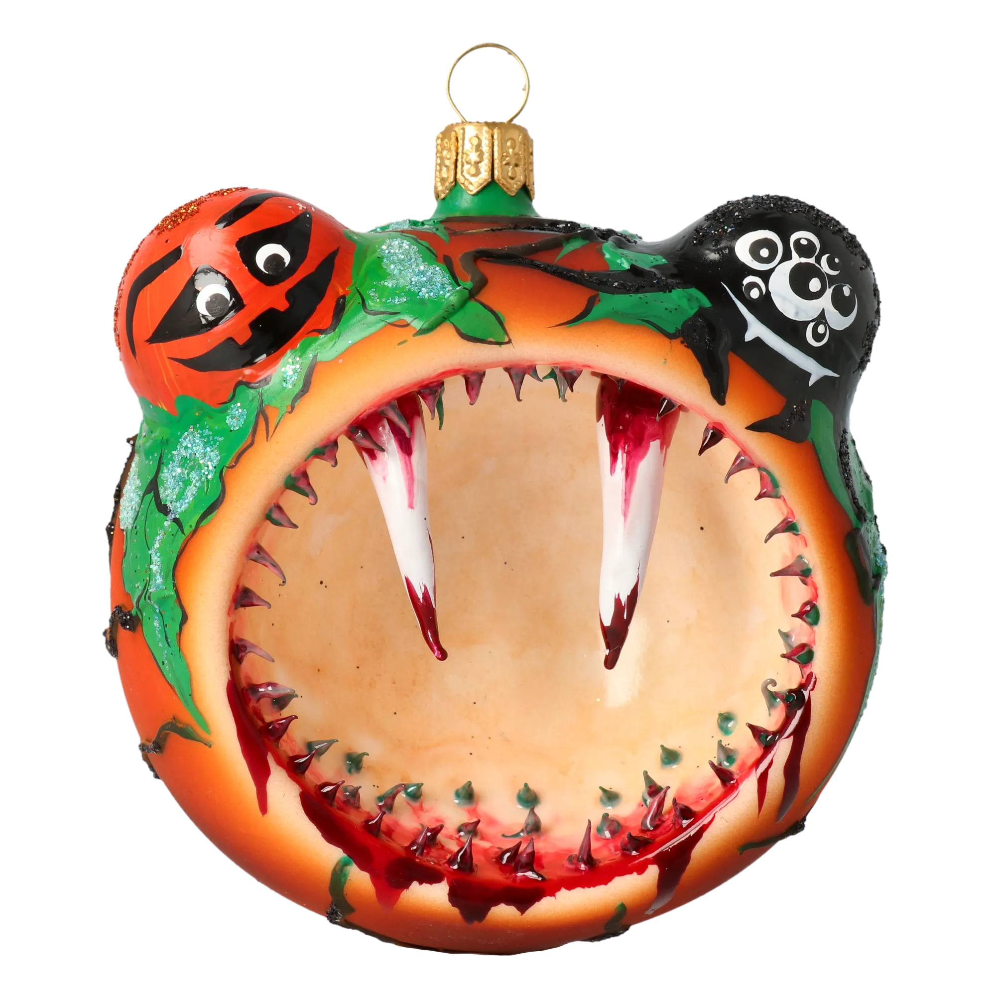 Pumpkin - Halloween Monster. Handmade Glass Christmas ornament. 2020-267