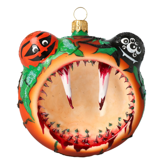 Pumpkin - Halloween Monster. Handmade Glass Christmas ornament. 2020-267