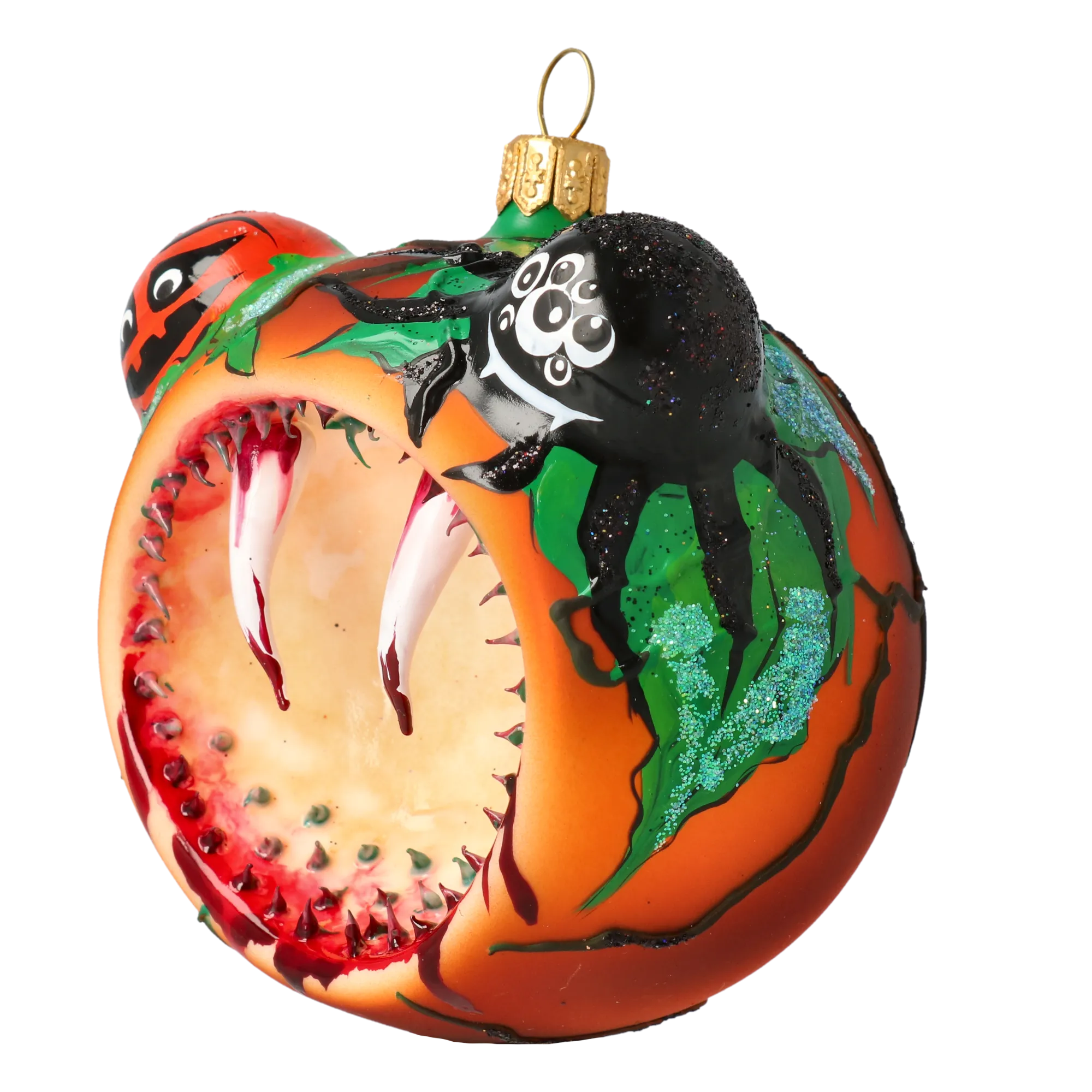 Pumpkin - Halloween Monster. Handmade Glass Christmas ornament. 2020-267