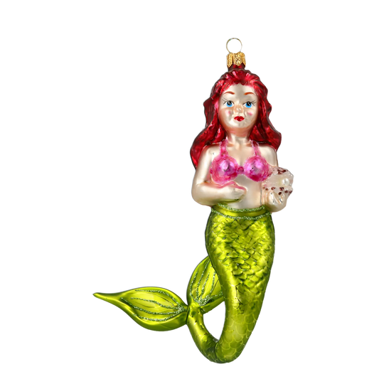 Fairy Tale Mermaid. Handmade Glass Christmas ornament. 2020-277