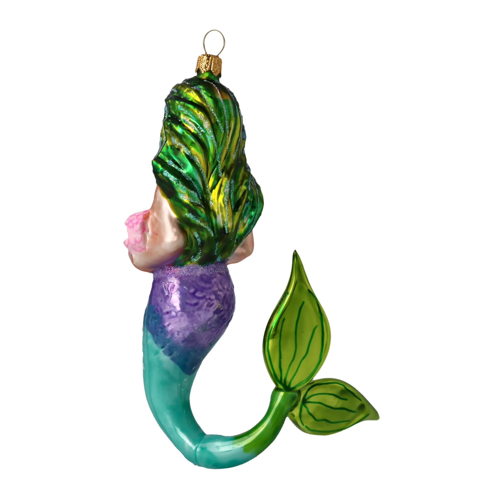 Pearl Mermaid. Handmade Glass Christmas ornament. 2020-278