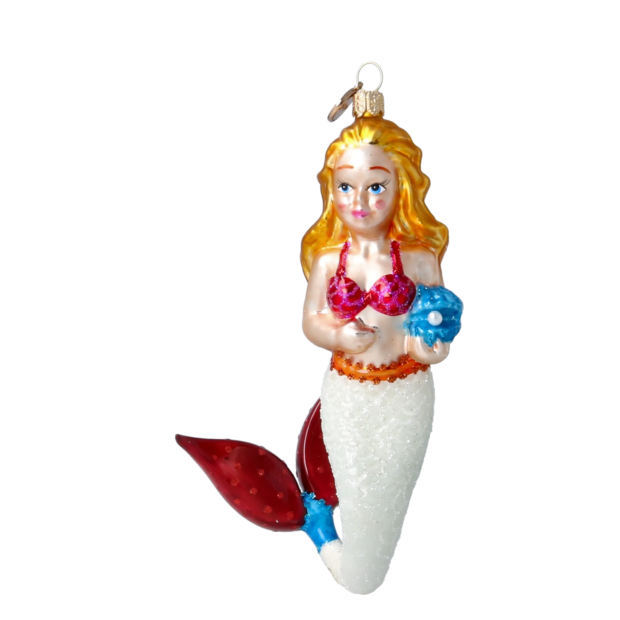 Pearl and Crimson Mermaid Premium christmas glass ornament 2020-282